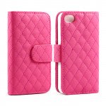 Wholesale iPhone 5C Quilted Flip Leather Wallet Case (Hot Pink)